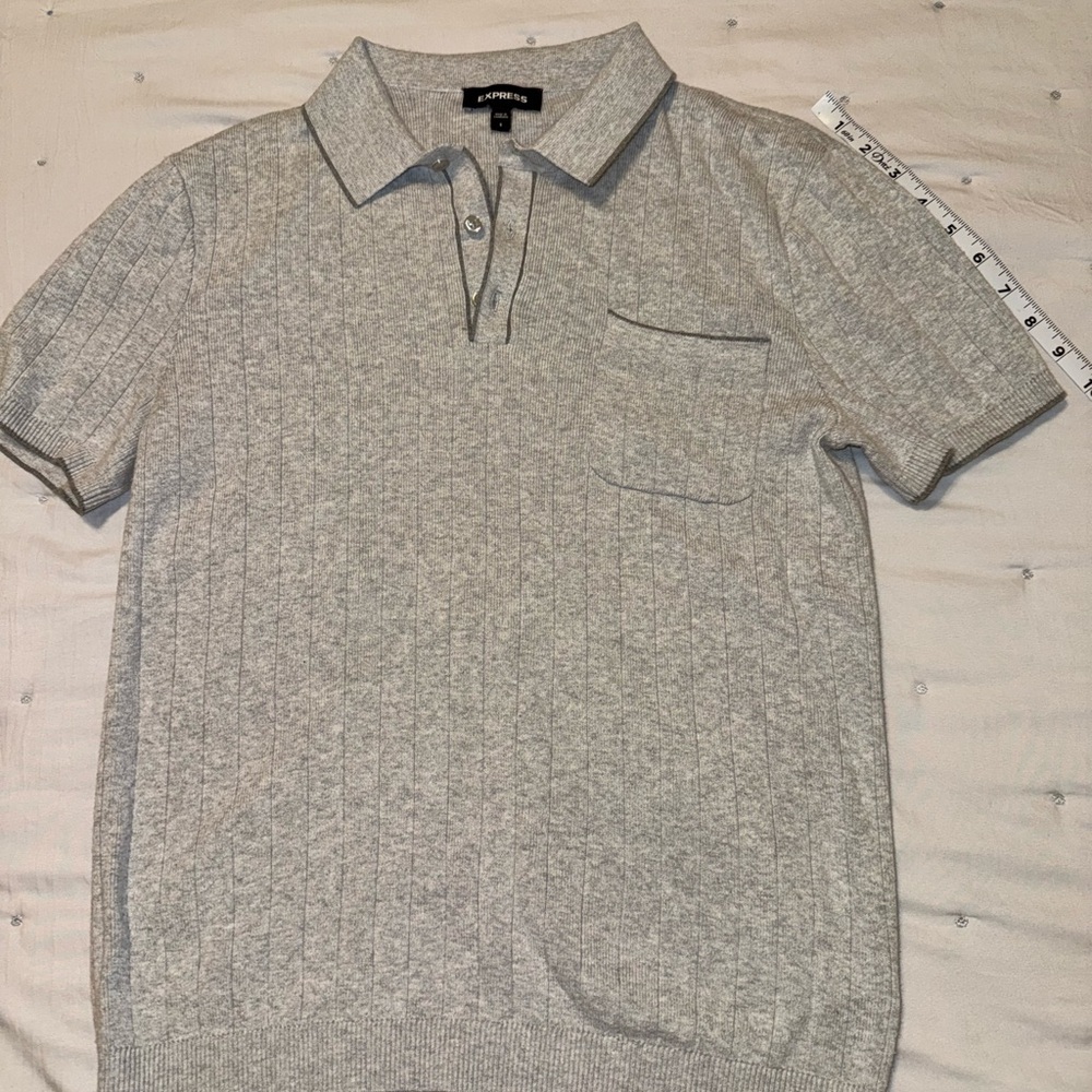 Express Men's Polo Shirt in Light Gray - Picture 4 of 6